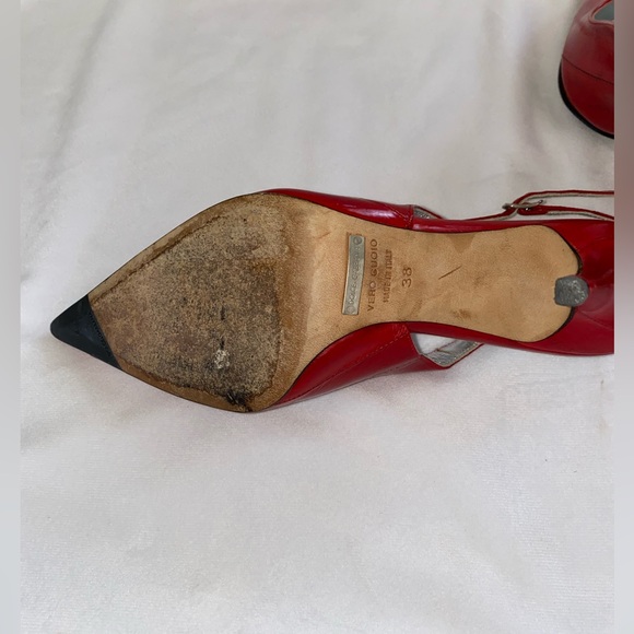 Dolce & Gabbana Red Eel Leather Slingback’s Heels - Picture 9 of 10